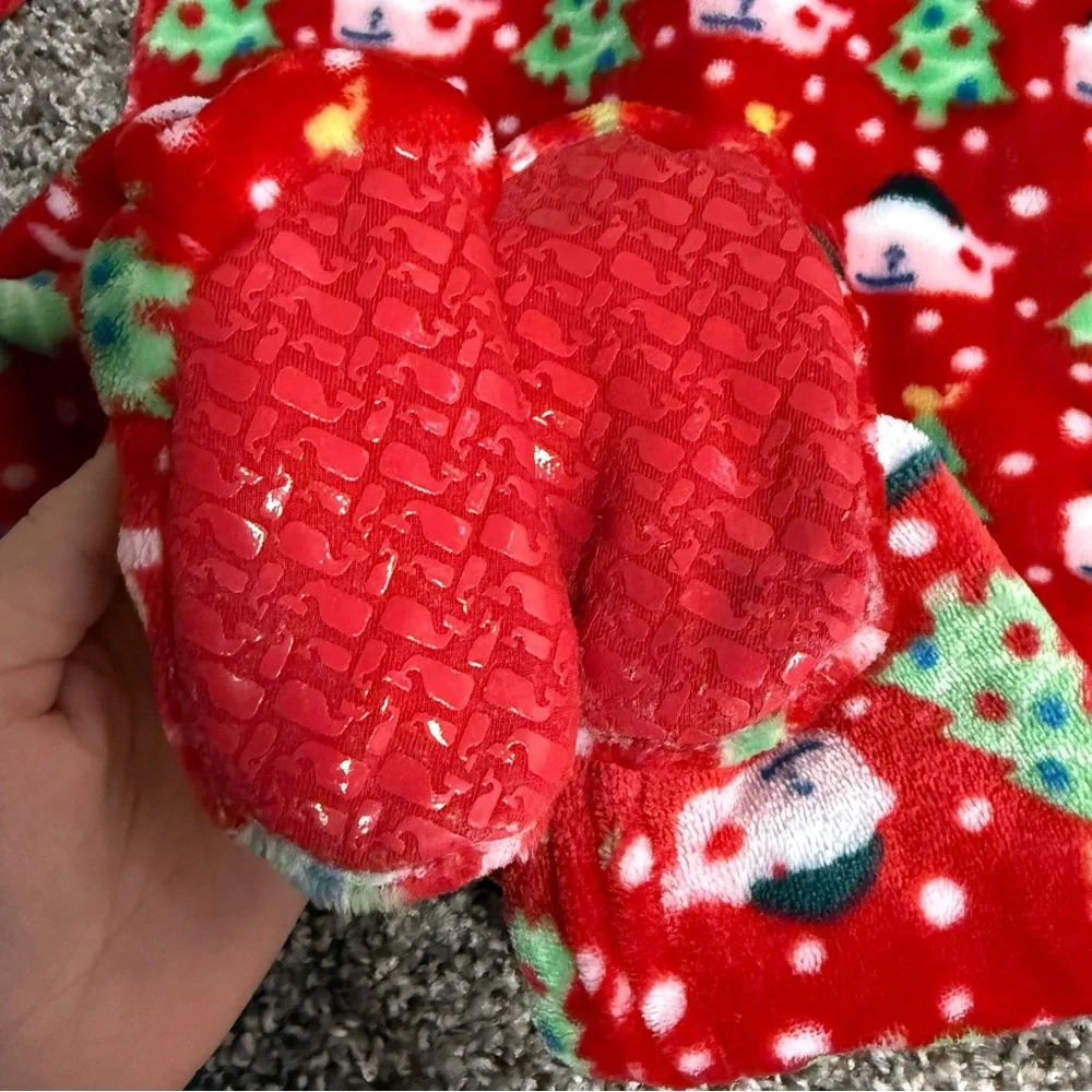 Vineyard Vines Red Christmas Tree & Snowman Kids Footed Pajamas